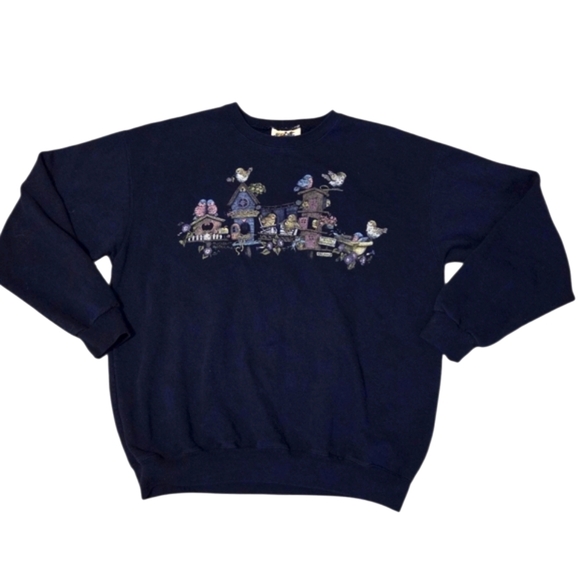 Vintage Northern Reflections Sweatshirt Country Cottage Granny Bird House Medium - Picture 1 of 6